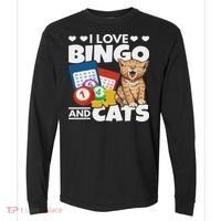 Cat Lover I Love Bingo And Cats Gambling Bingo Player Bingo Comfort Colors Heavyweight Long Sleeve T-Shirt thumb 0