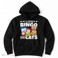 Cat Lover I Love Bingo And Cats Gambling Bingo Player Bingo Hoodie thumb 0