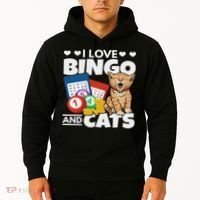 Cat Lover I Love Bingo And Cats Gambling Bingo Player Bingo Hoodie thumb 2