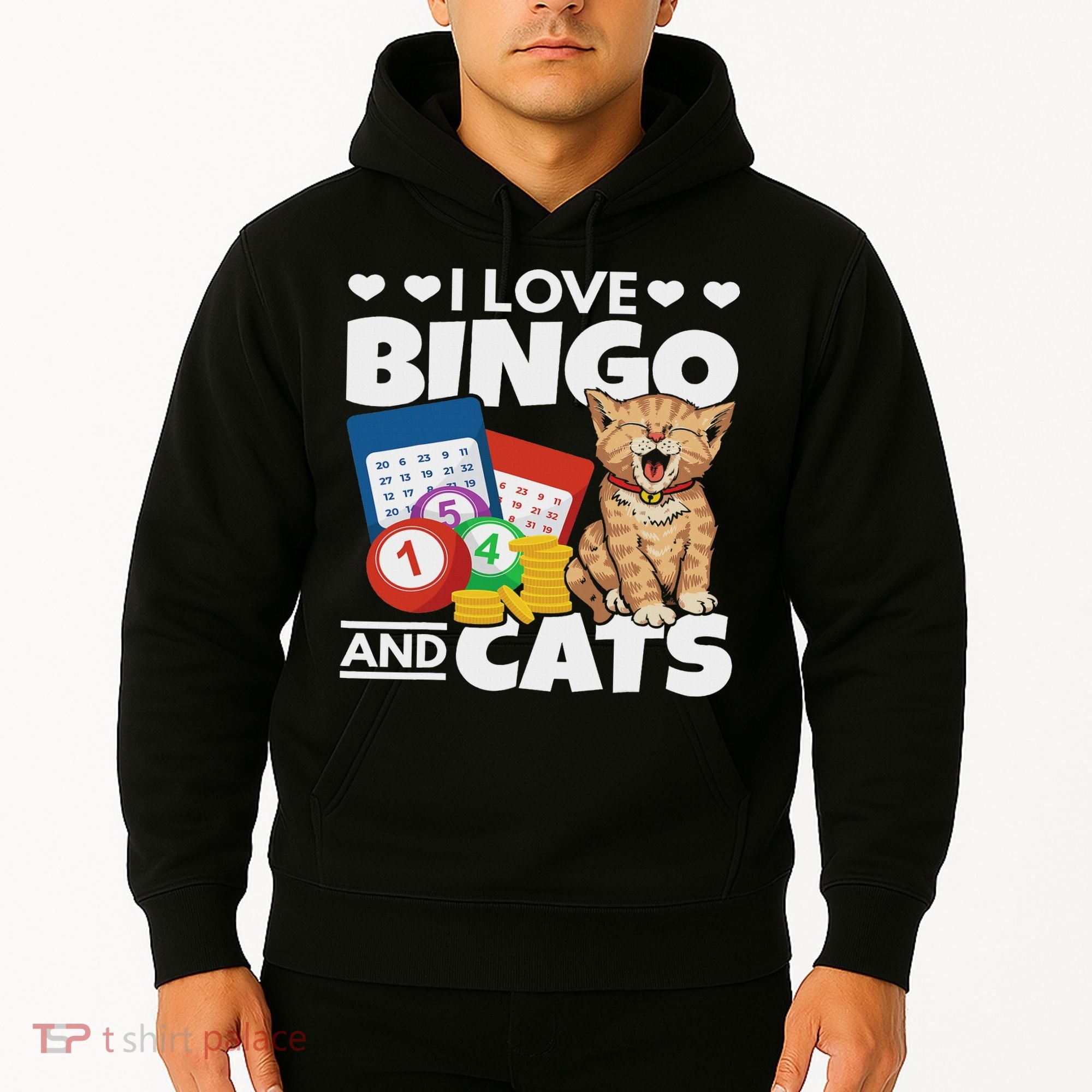 Cat Lover I Love Bingo And Cats Gambling Bingo Player Bingo Hoodie