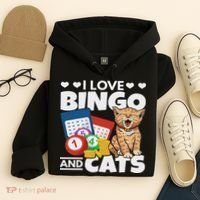 Cat Lover I Love Bingo And Cats Gambling Bingo Player Bingo Hoodie thumb 4