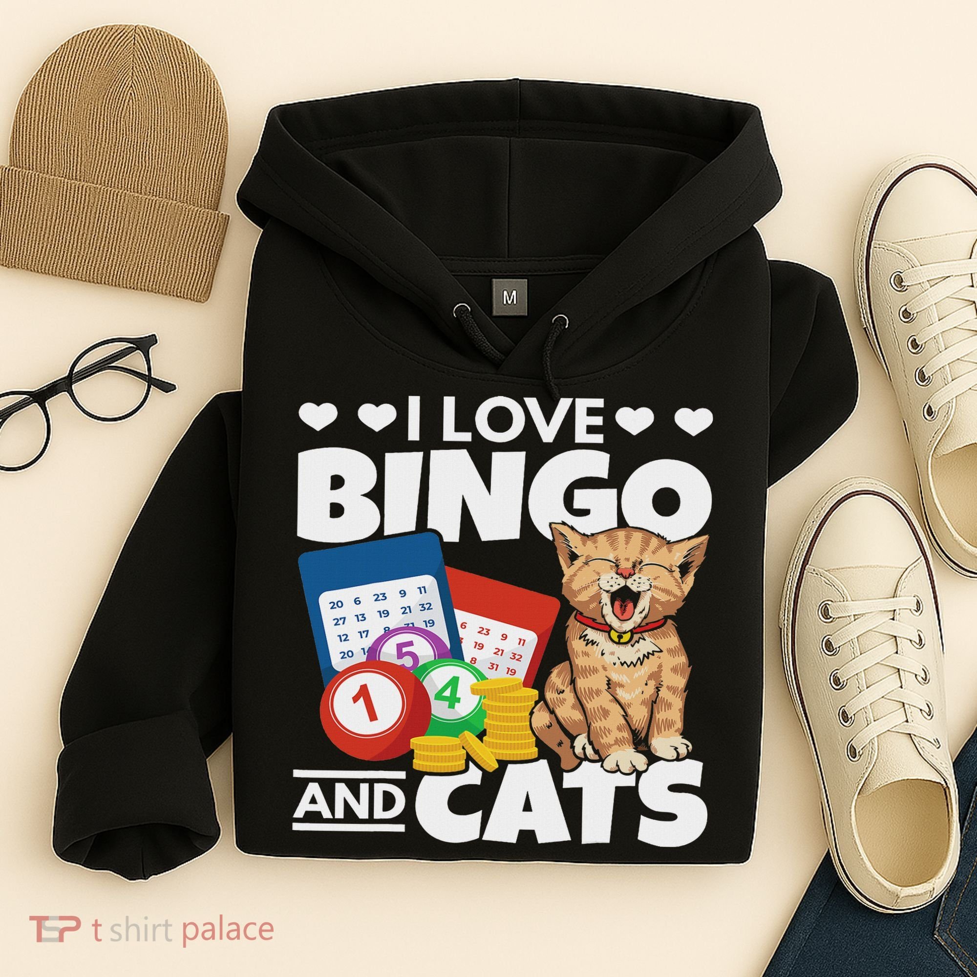Cat Lover I Love Bingo And Cats Gambling Bingo Player Bingo Hoodie