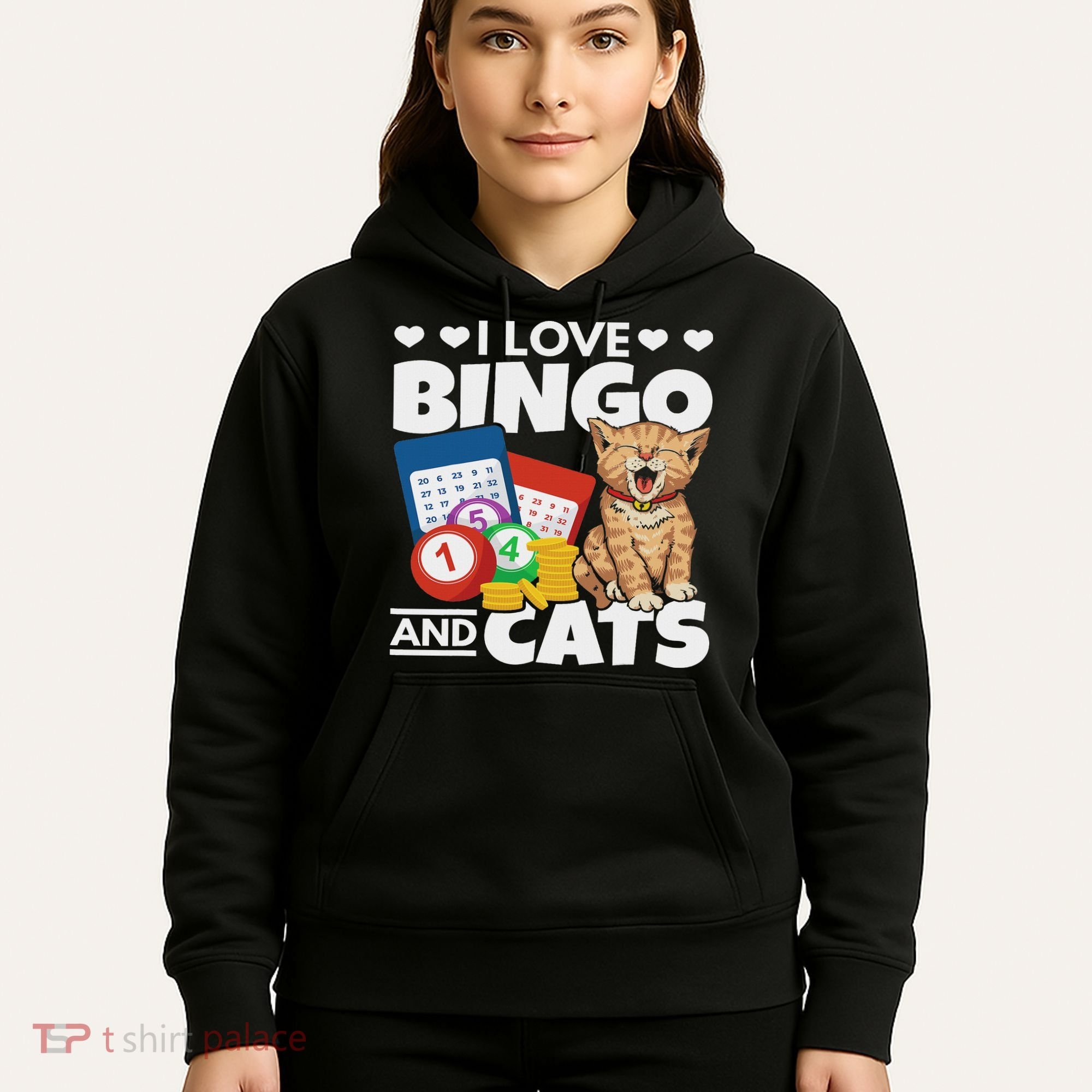Cat Lover I Love Bingo And Cats Gambling Bingo Player Bingo Hoodie