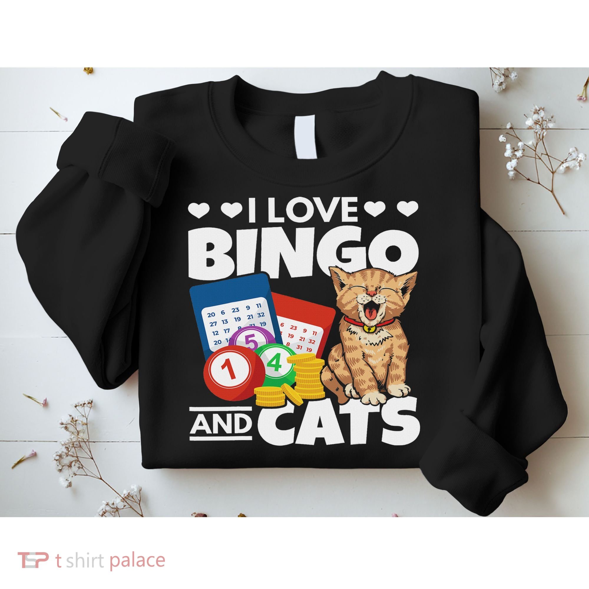 Cat Lover I Love Bingo And Cats Gambling Bingo Player Bingo Sweatshirt