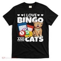 Cat Lover I Love Bingo And Cats Gambling Bingo Player Bingo T-Shirt thumb 0