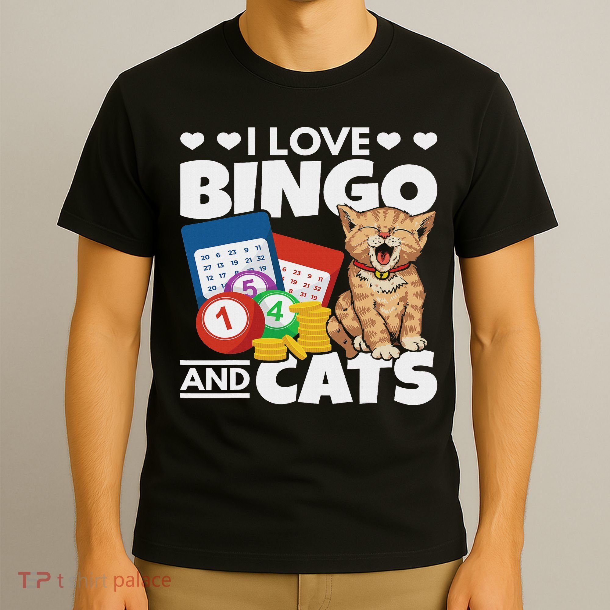 Cat Lover I Love Bingo And Cats Gambling Bingo Player Bingo T-Shirt