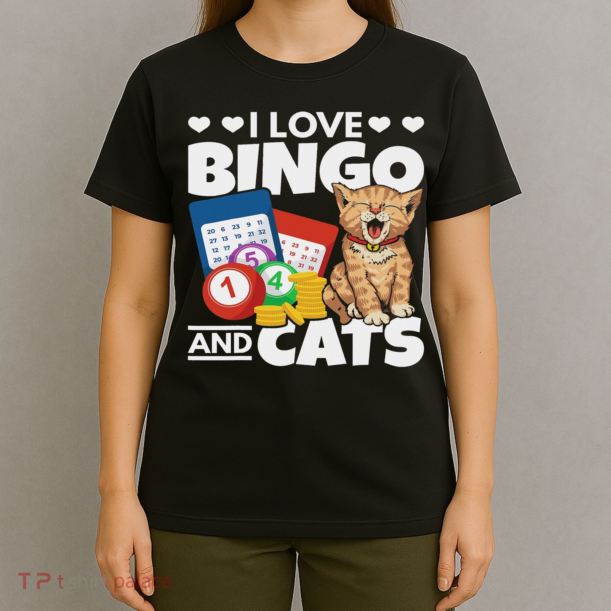 Cat Lover I Love Bingo And Cats Gambling Bingo Player Bingo T-Shirt