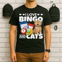 Cat Lover I Love Bingo And Cats Gambling Bingo Player Bingo T-Shirt thumb 6
