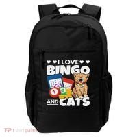 Cat Lover I Love Bingo And Cats Gambling Bingo Player Bingo Backpack thumb 0