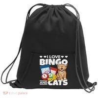 Cat Lover I Love Bingo And Cats Gambling Bingo Player Bingo Sweatshirt Cinch Pack Bag thumb 0