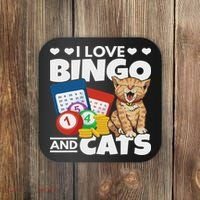 Cat Lover I Love Bingo And Cats Gambling Bingo Player Bingo Coaster thumb 0