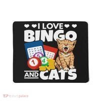 Cat Lover I Love Bingo And Cats Gambling Bingo Player Bingo Mousepad thumb 0