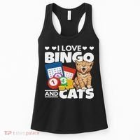 Cat Lover I Love Bingo And Cats Gambling Bingo Player Bingo Women's Tank Top thumb 0