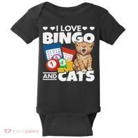 Cat Lover I Love Bingo And Cats Gambling Bingo Player Bingo Baby Bodysuit thumb 0