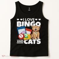 Cat Lover I Love Bingo And Cats Gambling Bingo Player Bingo Tank Top thumb 2