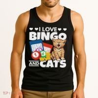 Cat Lover I Love Bingo And Cats Gambling Bingo Player Bingo Tank Top thumb 3