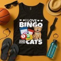 Cat Lover I Love Bingo And Cats Gambling Bingo Player Bingo Tank Top thumb 4