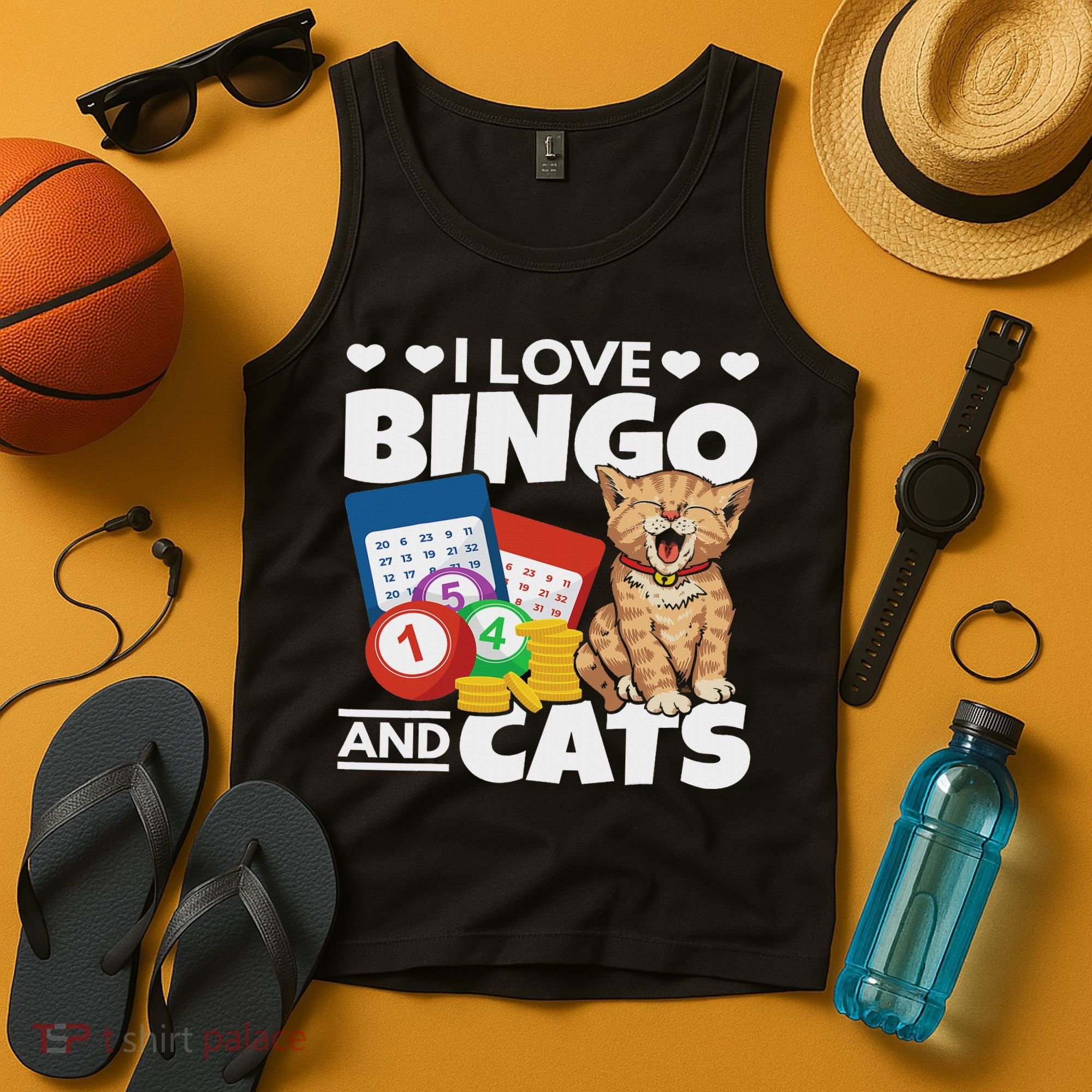Cat Lover I Love Bingo And Cats Gambling Bingo Player Bingo Tank Top