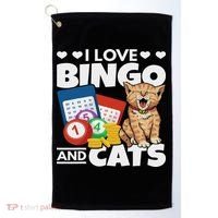 Cat Lover I Love Bingo And Cats Gambling Bingo Player Bingo Golf Towel thumb 0