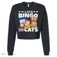Cat Lover I Love Bingo And Cats Gambling Bingo Player Bingo Cropped Pullover Crew thumb 0