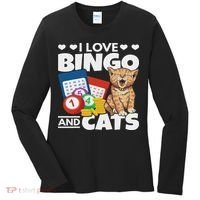 Cat Lover I Love Bingo And Cats Gambling Bingo Player Bingo Women's Long Sleeve Shirt thumb 0