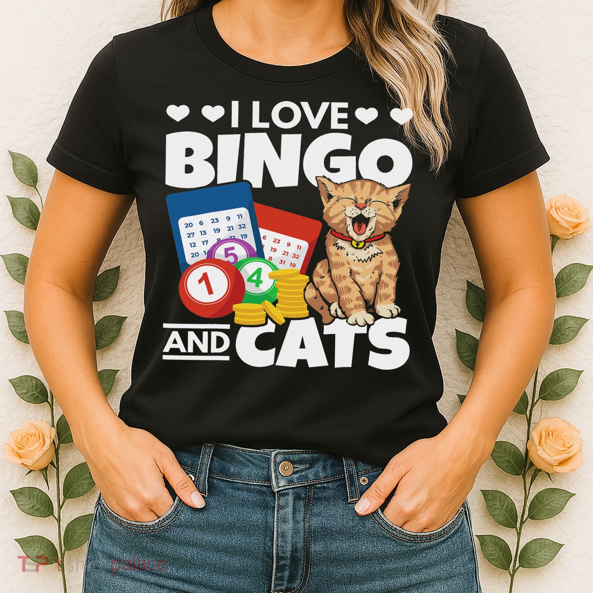 Cat Lover I Love Bingo And Cats Gambling Bingo Player Bingo Women's T-Shirt
