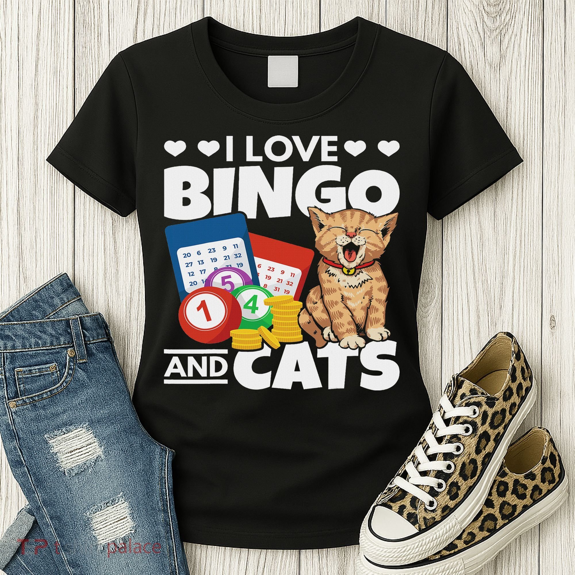 Cat Lover I Love Bingo And Cats Gambling Bingo Player Bingo Women's T-Shirt