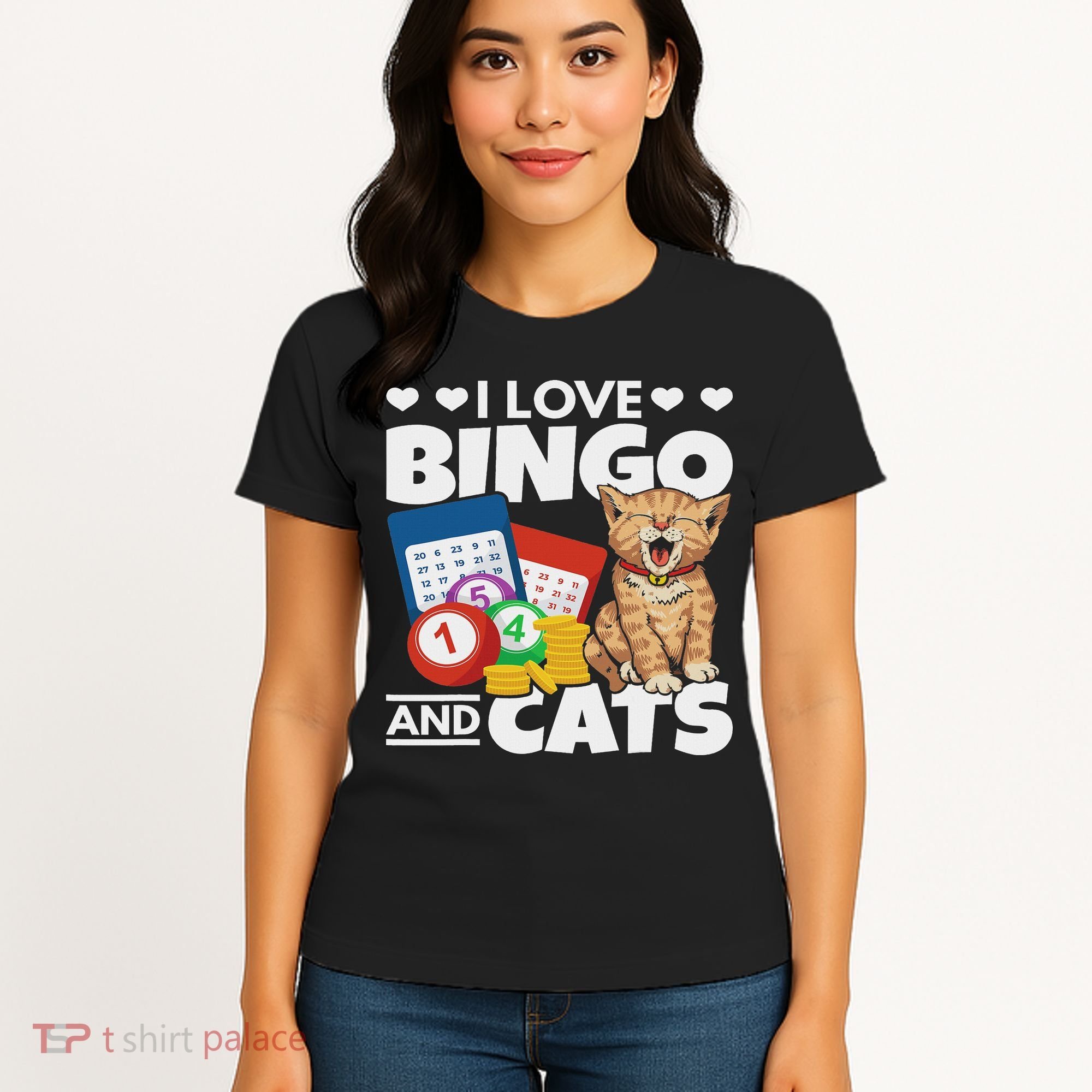 Cat Lover I Love Bingo And Cats Gambling Bingo Player Bingo Women's T-Shirt