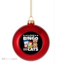 Cat Lover I Love Bingo And Cats Gambling Bingo Player Bingo Plastic Christmas Ball Ornament thumb 0