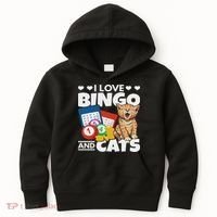 Cat Lover I Love Bingo And Cats Gambling Bingo Player Bingo Kids Hoodie thumb 0