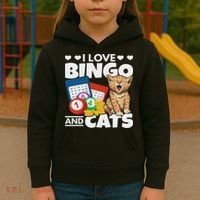 Cat Lover I Love Bingo And Cats Gambling Bingo Player Bingo Kids Hoodie thumb 3