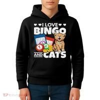 Cat Lover I Love Bingo And Cats Gambling Bingo Player Bingo Kids Hoodie thumb 4