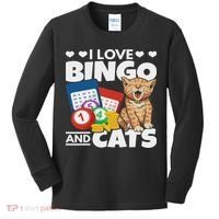 Cat Lover I Love Bingo And Cats Gambling Bingo Player Bingo Kids Long Sleeve Shirt thumb 0