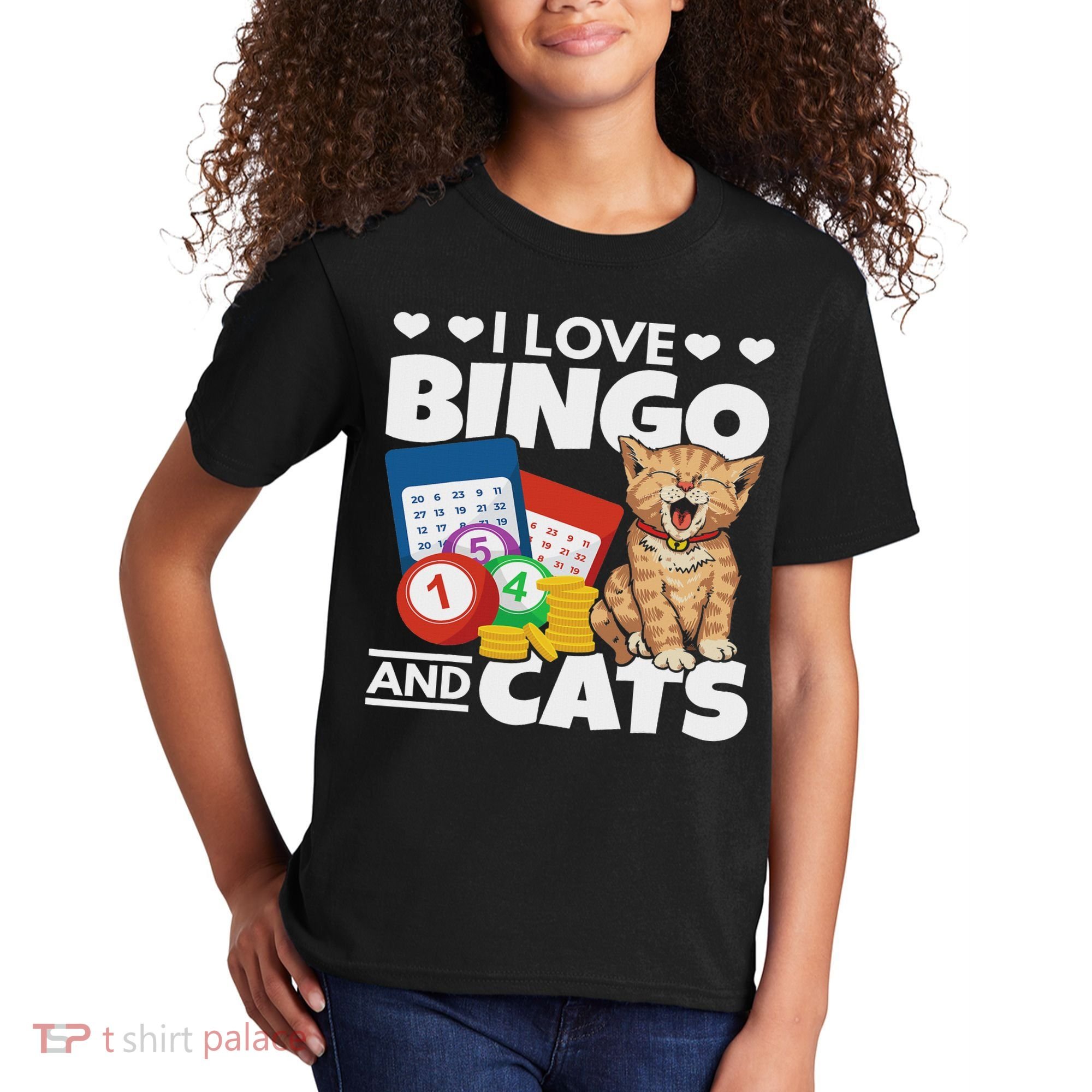 Cat Lover I Love Bingo And Cats Gambling Bingo Player Bingo Kids T-Shirt