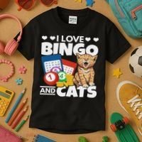 Cat Lover I Love Bingo And Cats Gambling Bingo Player Bingo Kids T-Shirt thumb 3