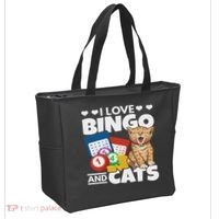 Cat Lover I Love Bingo And Cats Gambling Bingo Player Bingo Tote Bag thumb 2