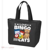 Cat Lover I Love Bingo And Cats Gambling Bingo Player Bingo Tote Bag thumb 3