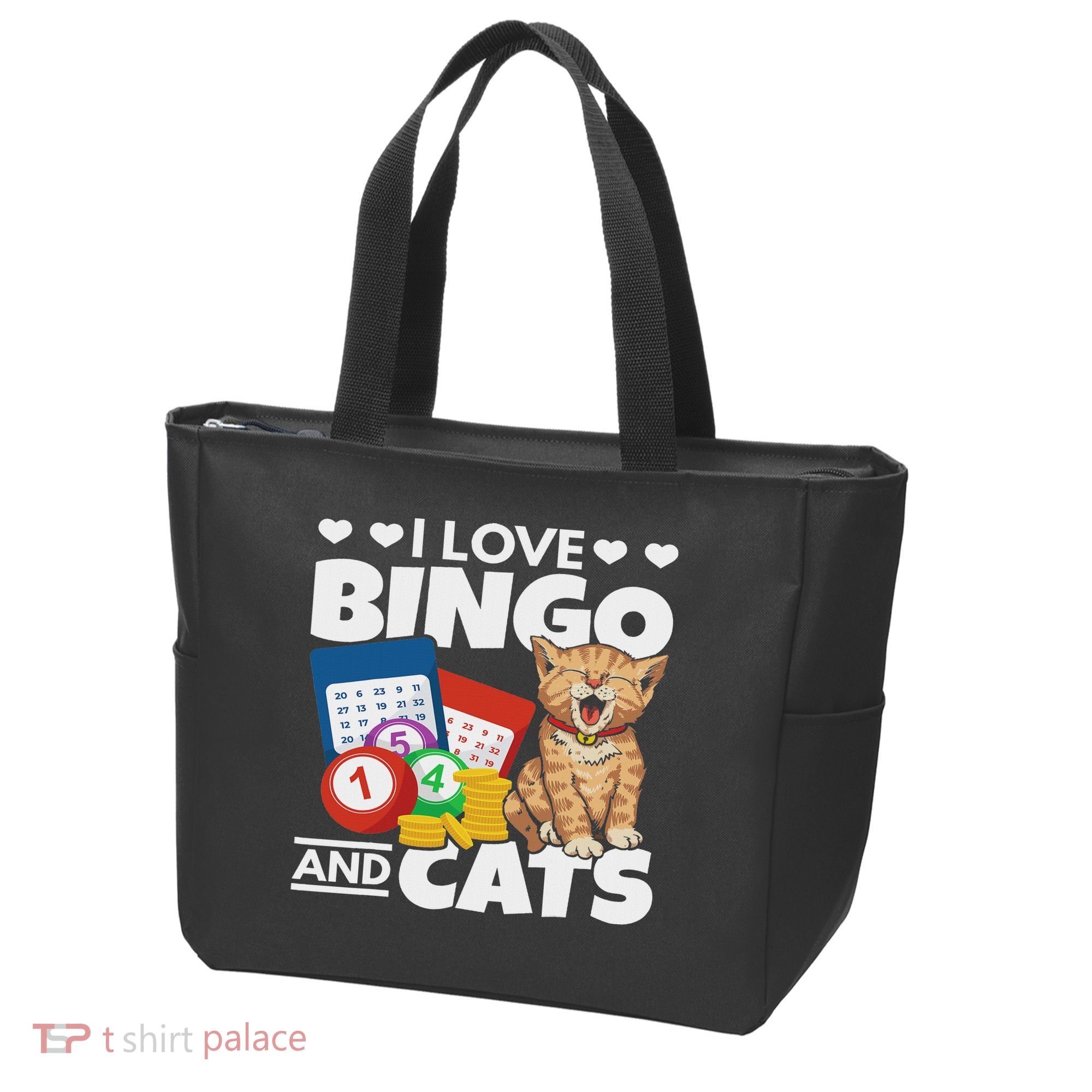 Cat Lover I Love Bingo And Cats Gambling Bingo Player Bingo Tote Bag