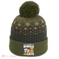 Cat Lover I Love Bingo And Cats Gambling Bingo Player Bingo The Baniff Cuffed Pom Beanie thumb 0