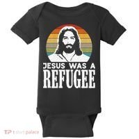 Christian Liberal Jesus Was A Refugee Baby Bodysuit thumb 0