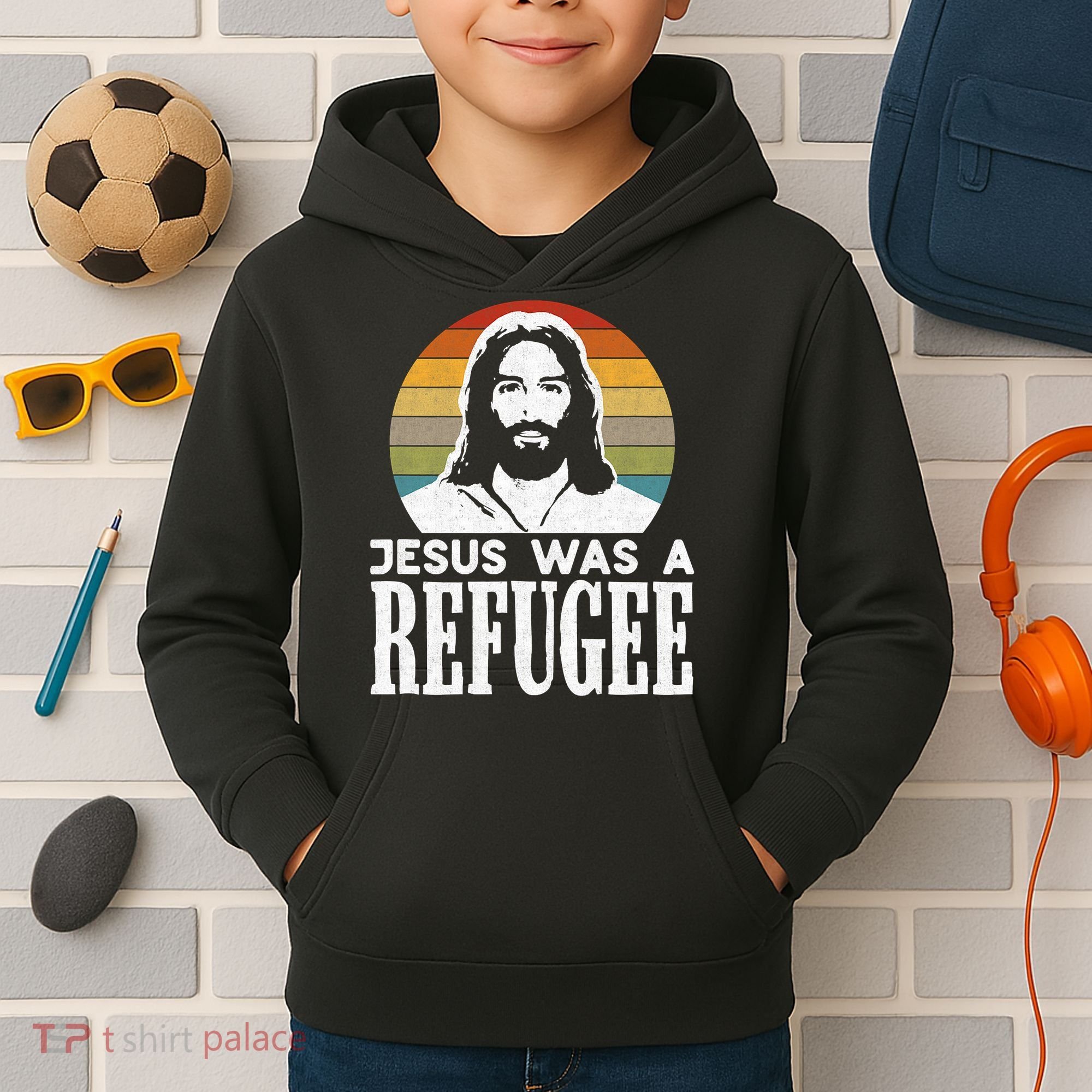 Christian Liberal Jesus Was A Refugee Kids Hoodie