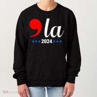 Comma + La Kamala Harris For President 2024 Election Women's Sweatshirt thumb 0