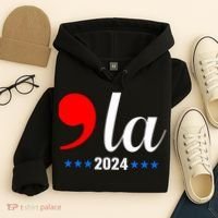 Comma + La Kamala Harris For President 2024 Election Hoodie thumb 4