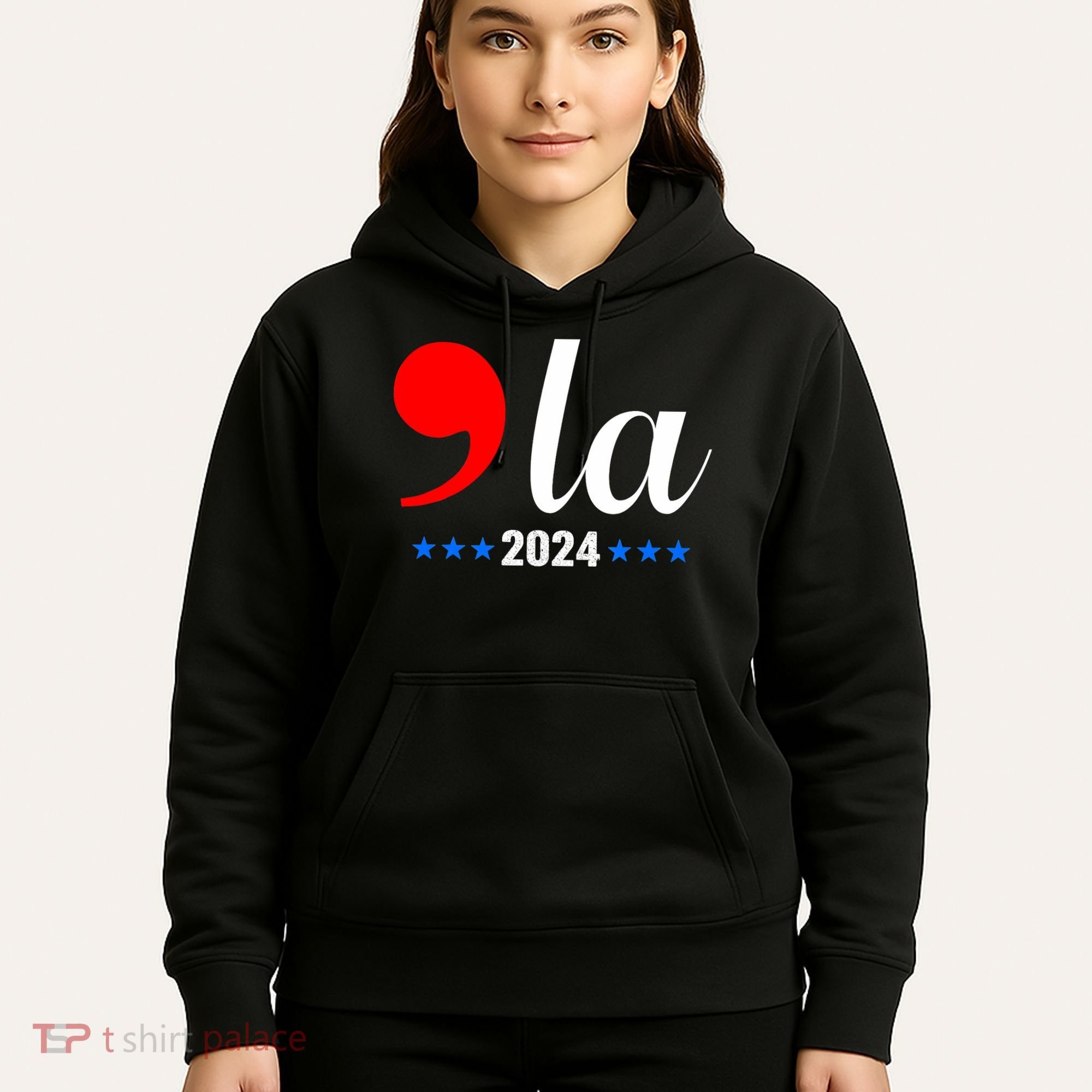 Comma + La Kamala Harris For President 2024 Election Hoodie
