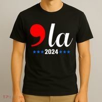 Comma + La Kamala Harris For President 2024 Election T-Shirt thumb 3