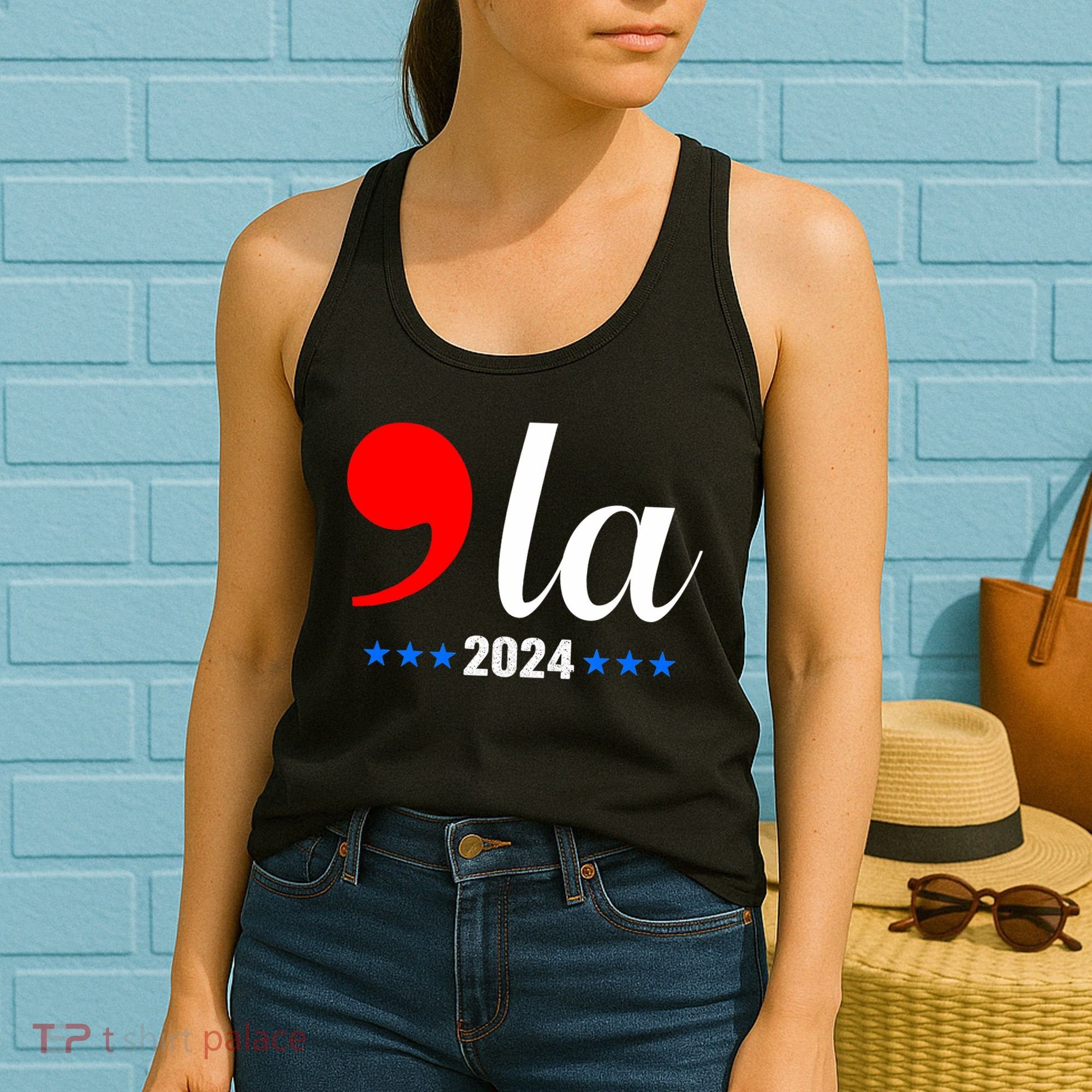 Comma + La Kamala Harris For President 2024 Election Women's Tank Top