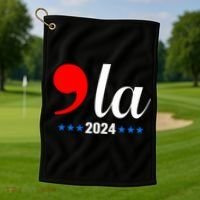 Comma + La Kamala Harris For President 2024 Election Golf Towel thumb 1