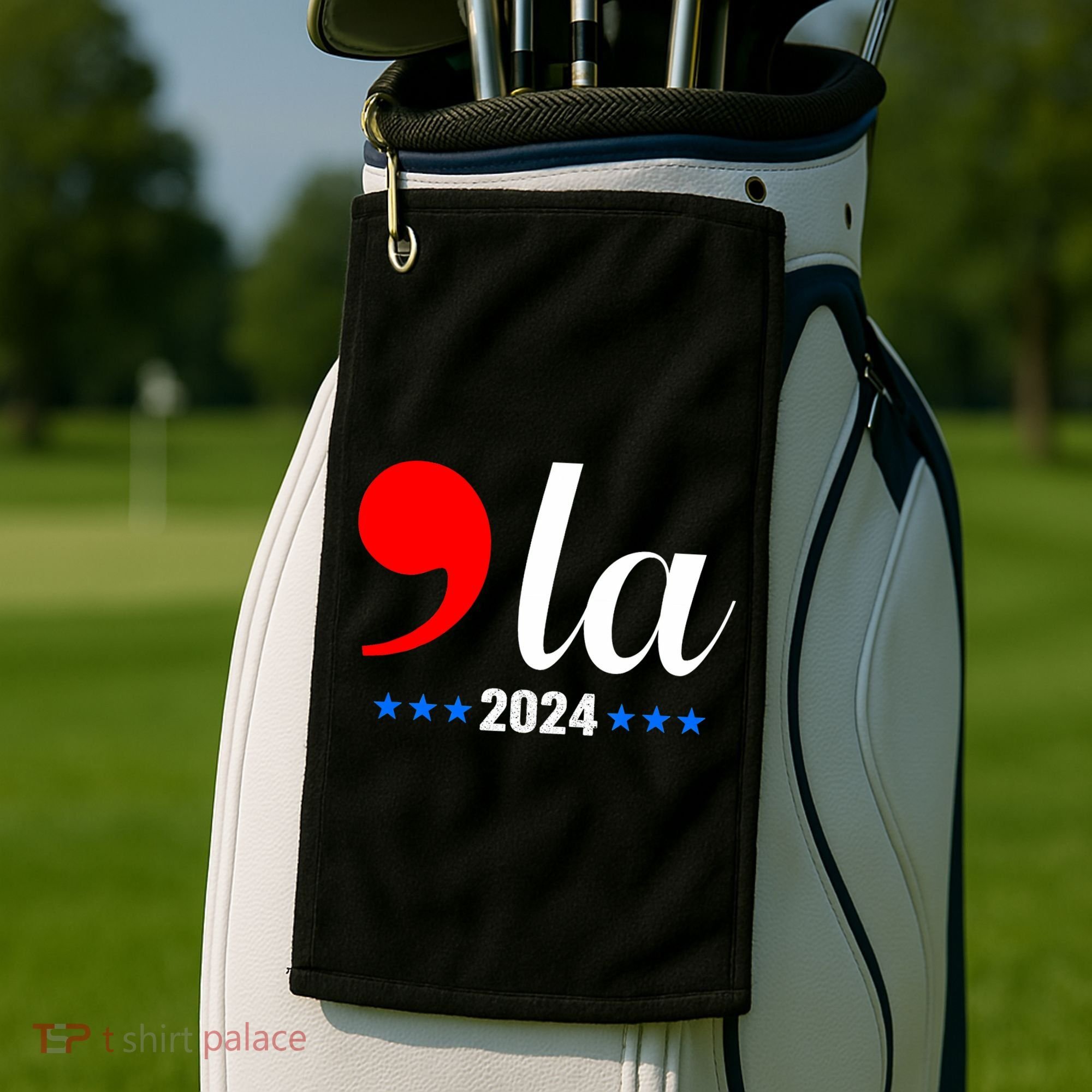 Comma + La Kamala Harris For President 2024 Election Golf Towel