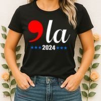 Comma + La Kamala Harris For President 2024 Election Women's T-Shirt thumb 2