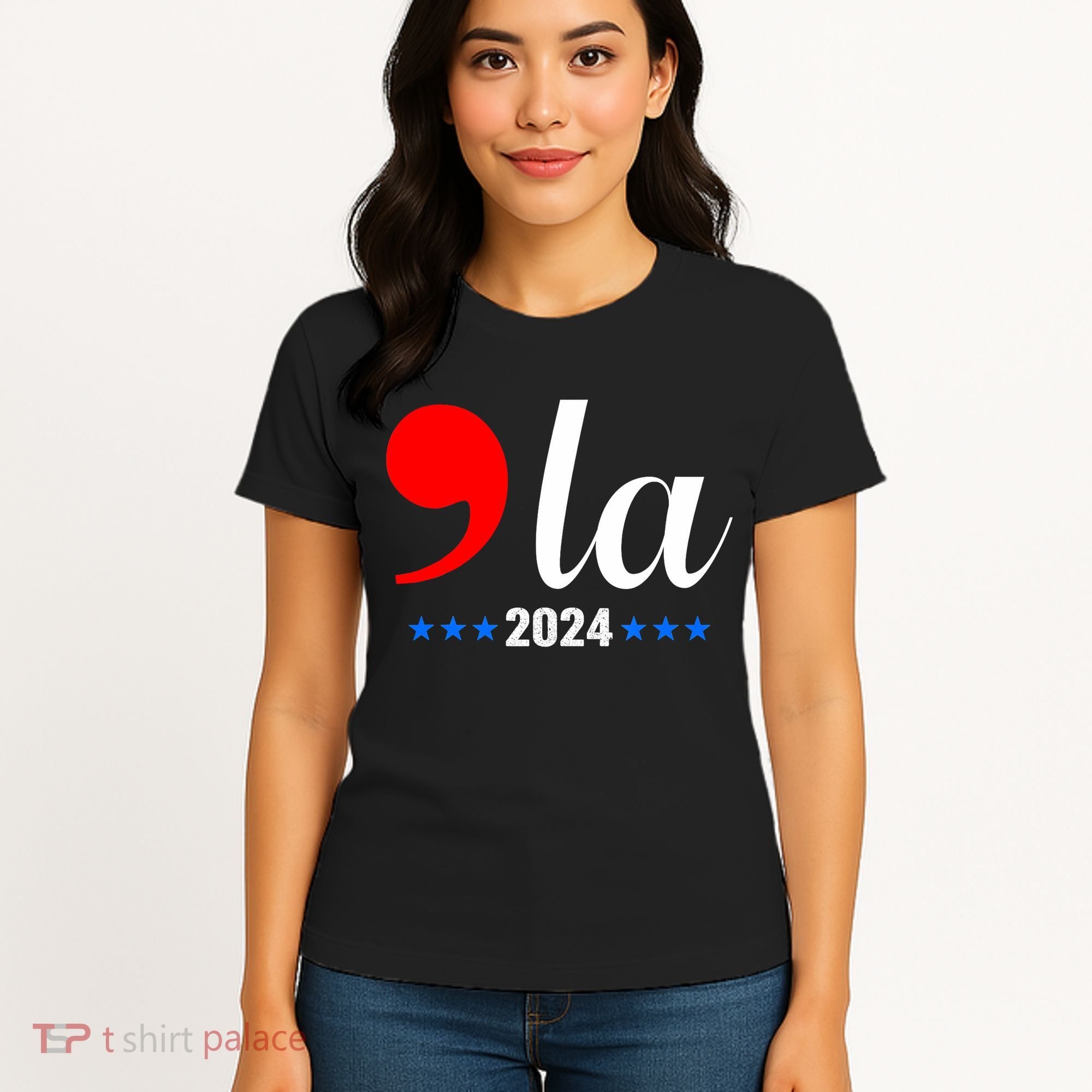 Comma + La Kamala Harris For President 2024 Election Women's T-Shirt